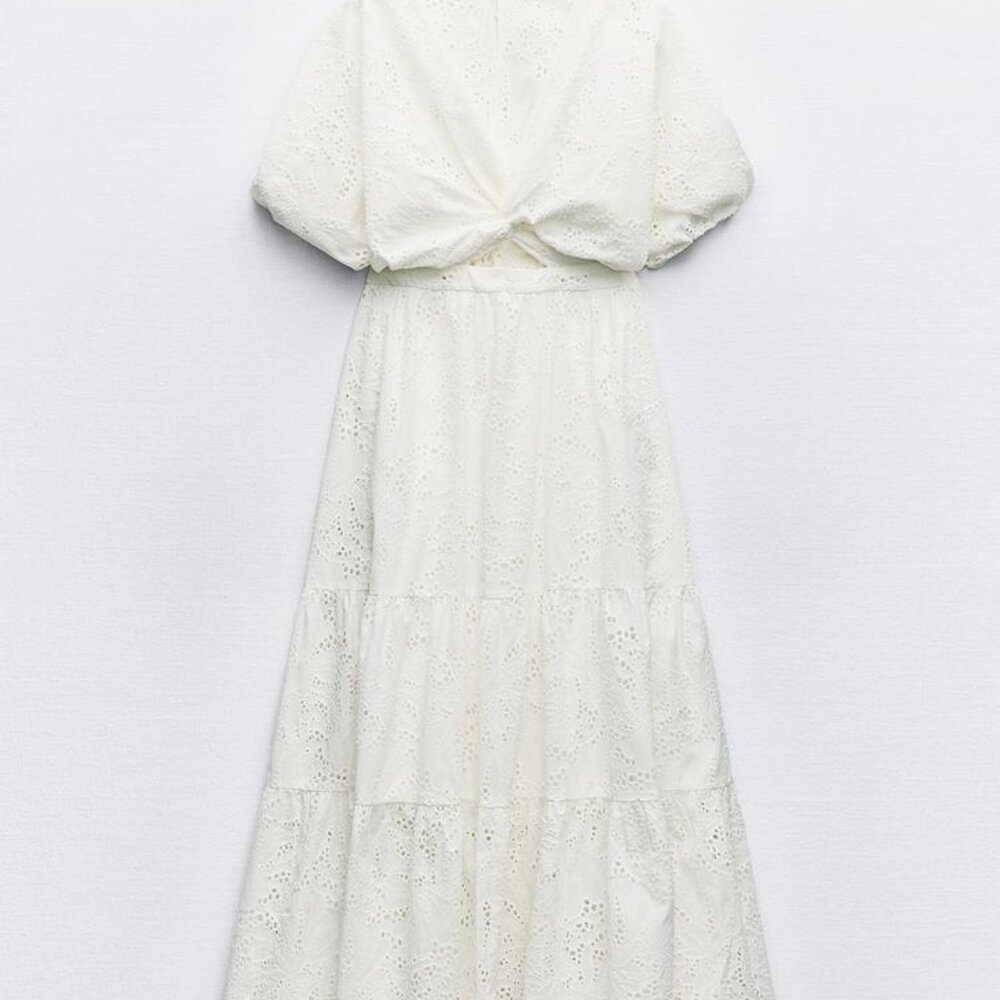 Embrodered White Dress